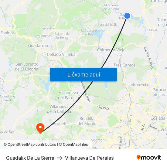 Guadalix De La Sierra to Villanueva De Perales map
