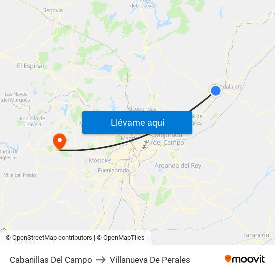 Cabanillas Del Campo to Villanueva De Perales map