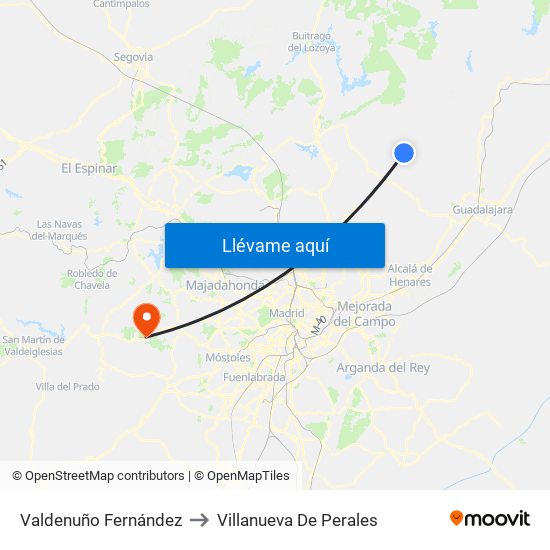 Valdenuño Fernández to Villanueva De Perales map