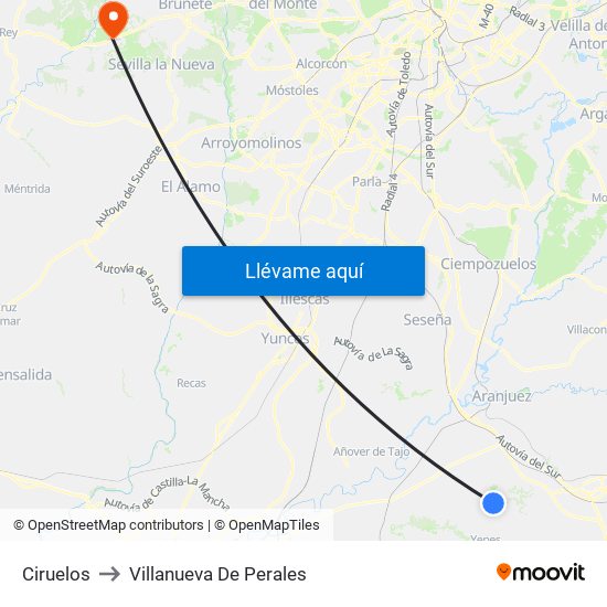 Ciruelos to Villanueva De Perales map