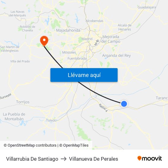 Villarrubia De Santiago to Villanueva De Perales map