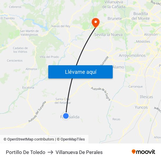 Portillo De Toledo to Villanueva De Perales map