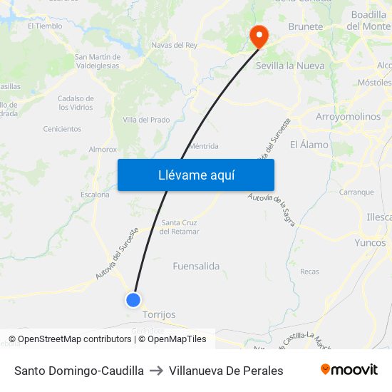 Santo Domingo-Caudilla to Villanueva De Perales map