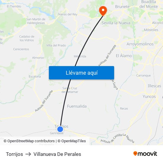 Torrijos to Villanueva De Perales map
