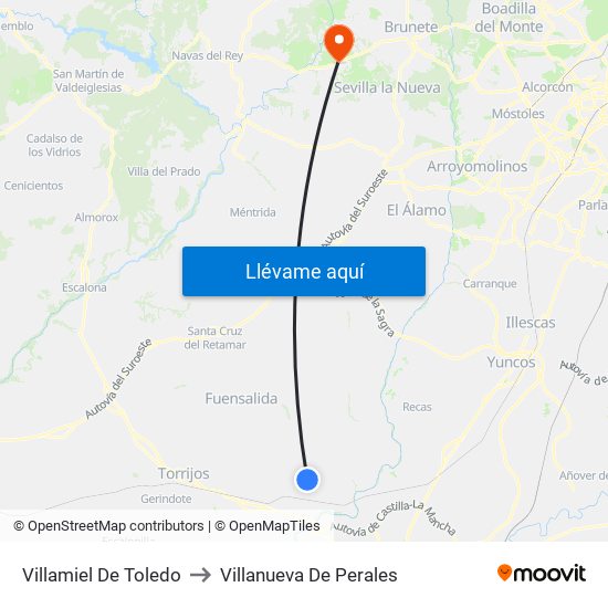 Villamiel De Toledo to Villanueva De Perales map