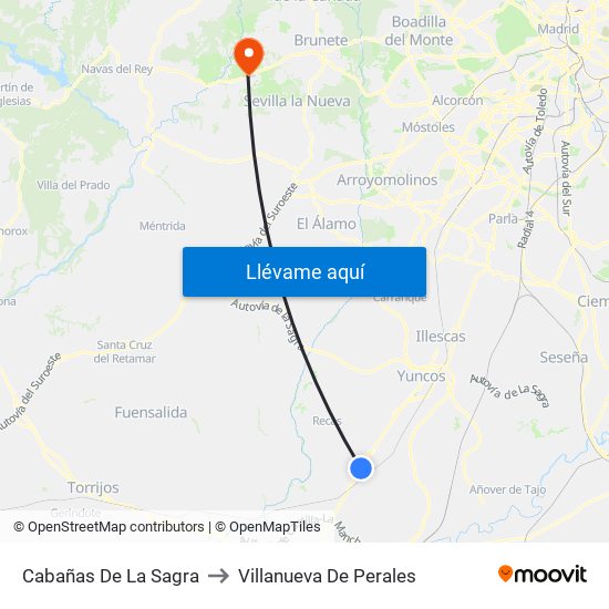 Cabañas De La Sagra to Villanueva De Perales map
