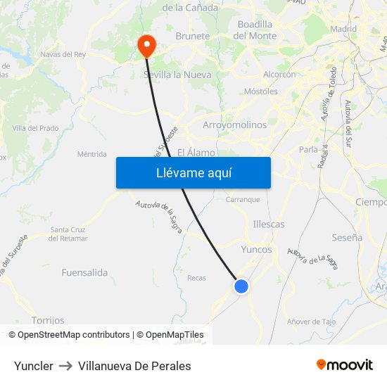 Yuncler to Villanueva De Perales map