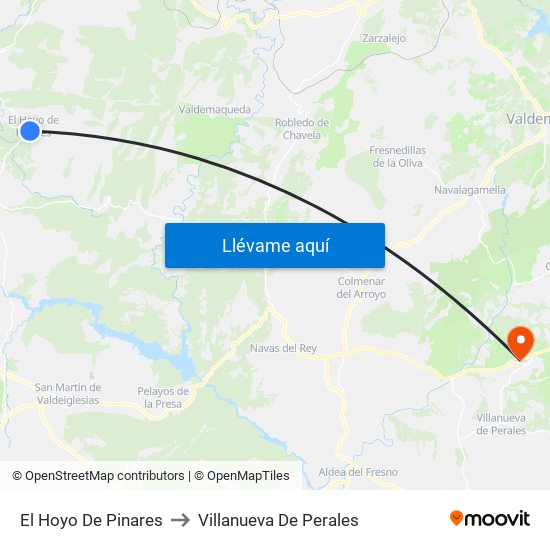 El Hoyo De Pinares to Villanueva De Perales map