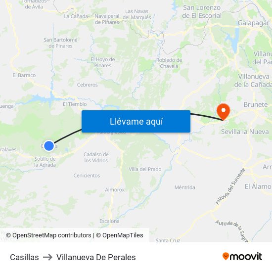 Casillas to Villanueva De Perales map