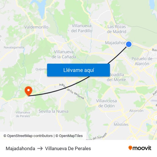 Majadahonda to Villanueva De Perales map