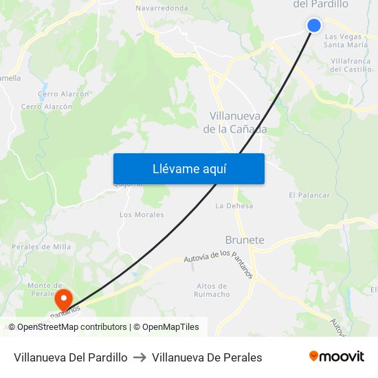 Villanueva Del Pardillo to Villanueva De Perales map
