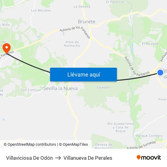 Villaviciosa De Odón to Villanueva De Perales map