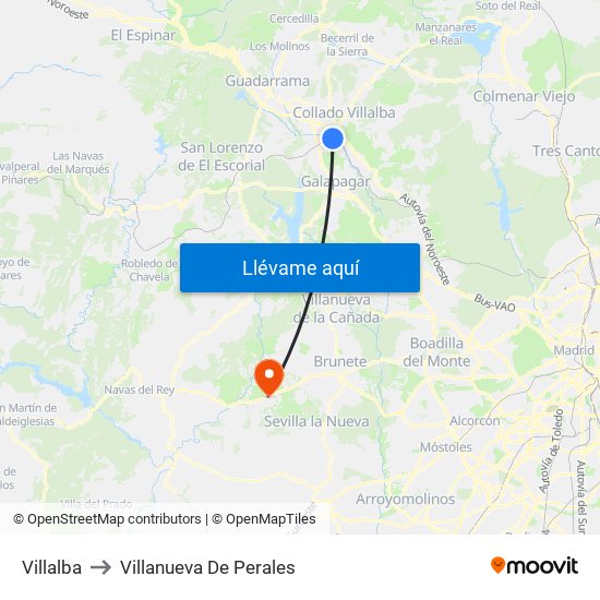 Villalba to Villanueva De Perales map