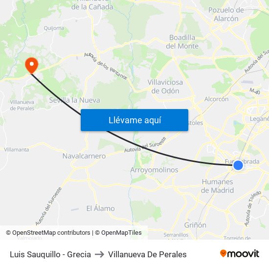 Luis Sauquillo - Grecia to Villanueva De Perales map