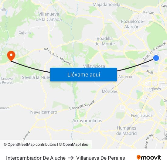 Intercambiador De Aluche to Villanueva De Perales map