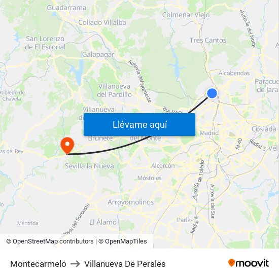 Montecarmelo to Villanueva De Perales map