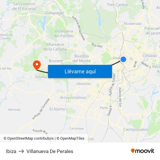 Ibiza to Villanueva De Perales map