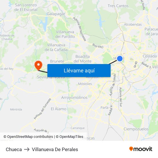 Chueca to Villanueva De Perales map