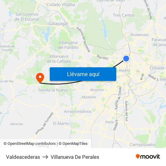 Valdeacederas to Villanueva De Perales map