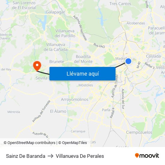Sainz De Baranda to Villanueva De Perales map