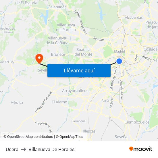 Usera to Villanueva De Perales map