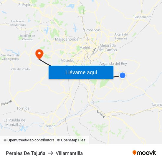 Perales De Tajuña to Villamantilla map