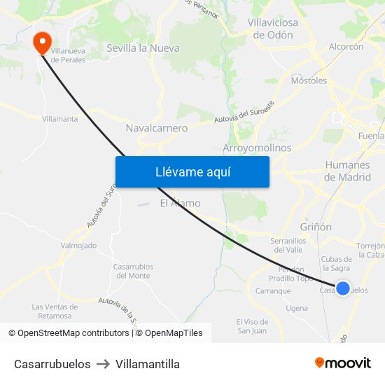 Casarrubuelos to Villamantilla map
