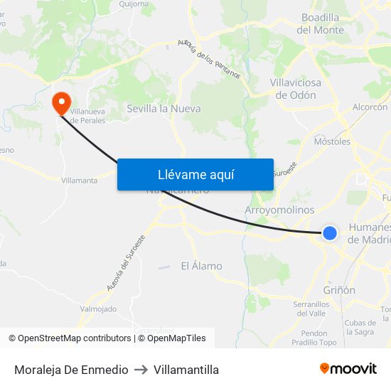 Moraleja De Enmedio to Villamantilla map