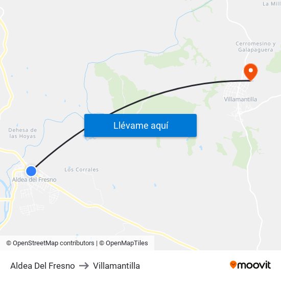 Aldea Del Fresno to Villamantilla map