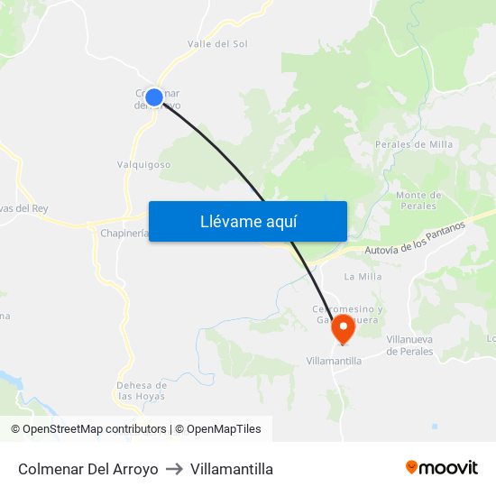 Colmenar Del Arroyo to Villamantilla map