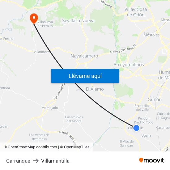 Carranque to Villamantilla map