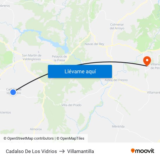Cadalso De Los Vidrios to Villamantilla map
