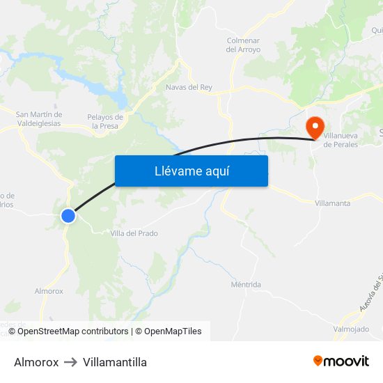 Almorox to Villamantilla map