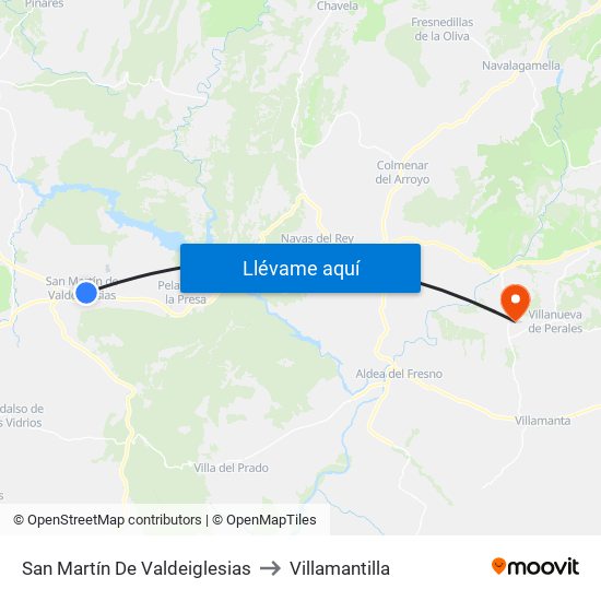 San Martín De Valdeiglesias to Villamantilla map