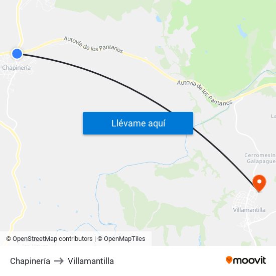 Chapinería to Villamantilla map