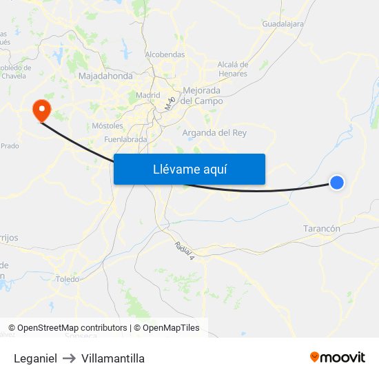 Leganiel to Villamantilla map