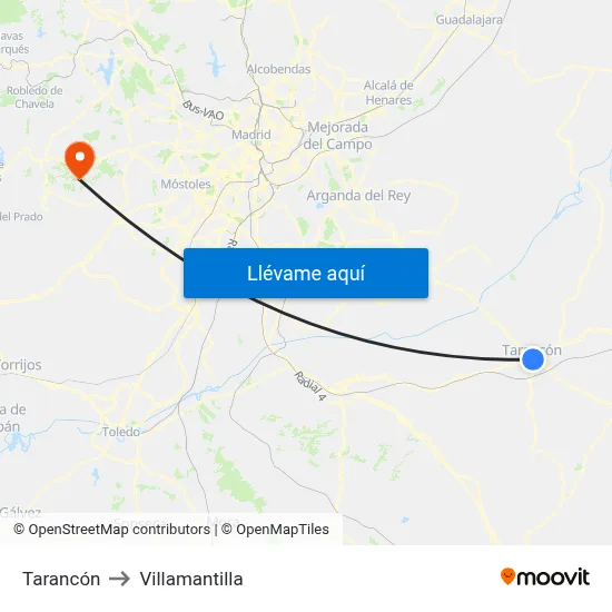 Tarancón to Villamantilla map