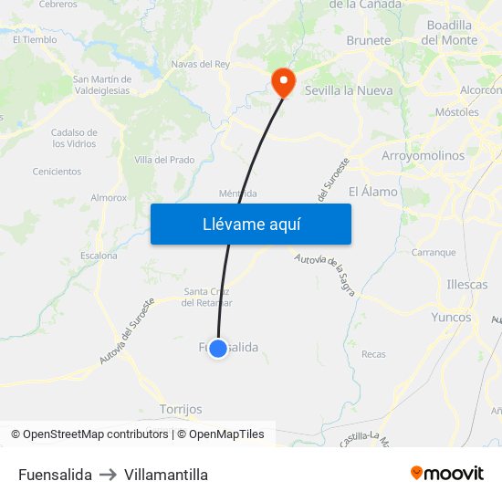 Fuensalida to Villamantilla map