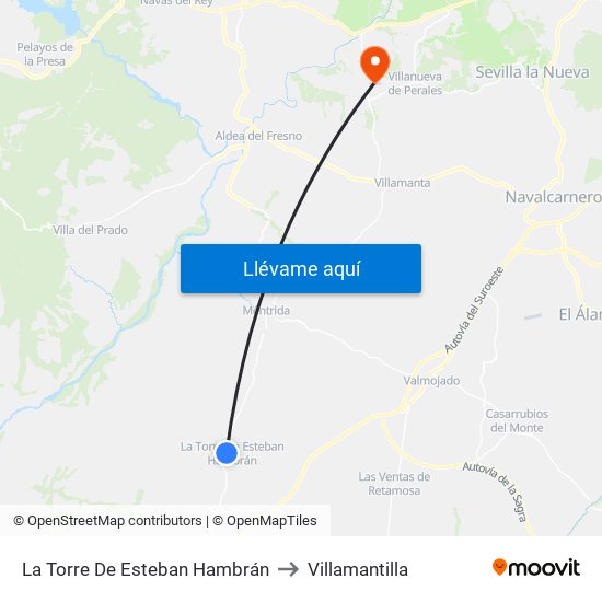 La Torre De Esteban Hambrán to Villamantilla map