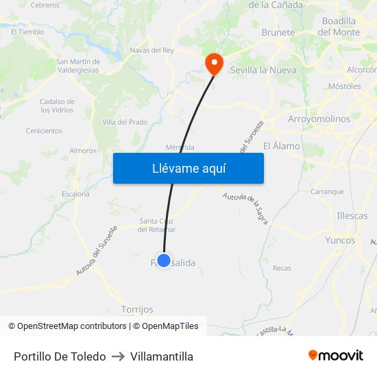 Portillo De Toledo to Villamantilla map