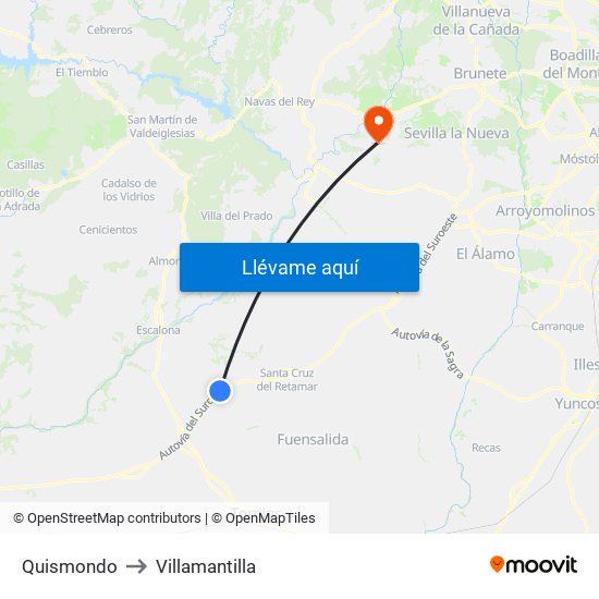 Quismondo to Villamantilla map