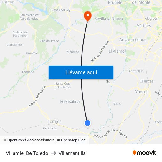 Villamiel De Toledo to Villamantilla map