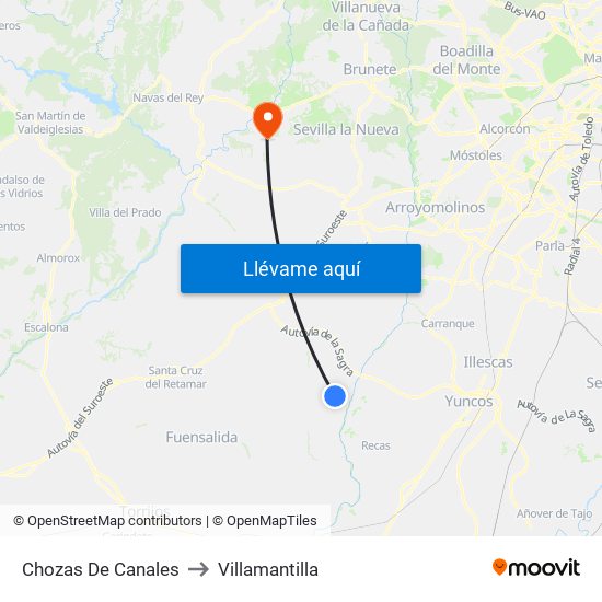 Chozas De Canales to Villamantilla map