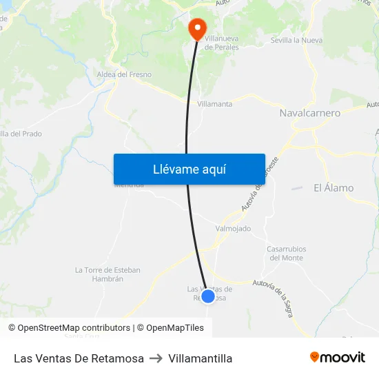 Las Ventas De Retamosa to Villamantilla map