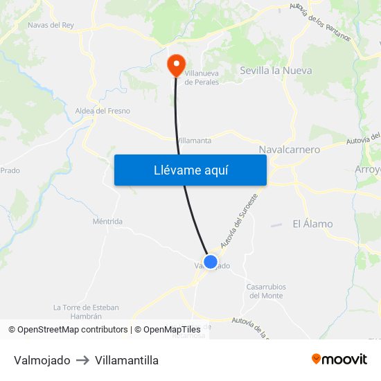 Valmojado to Villamantilla map