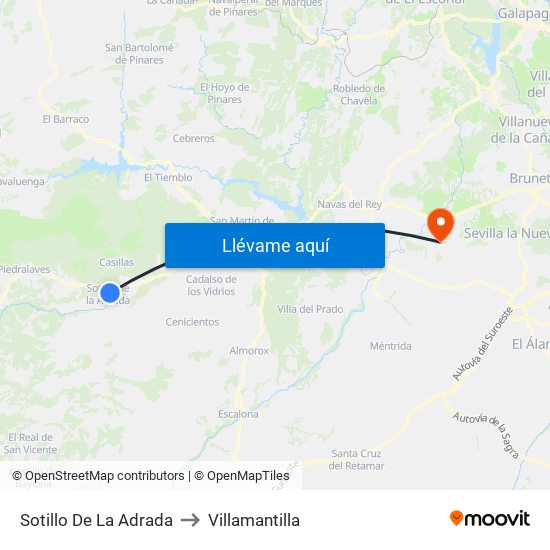 Sotillo De La Adrada to Villamantilla map