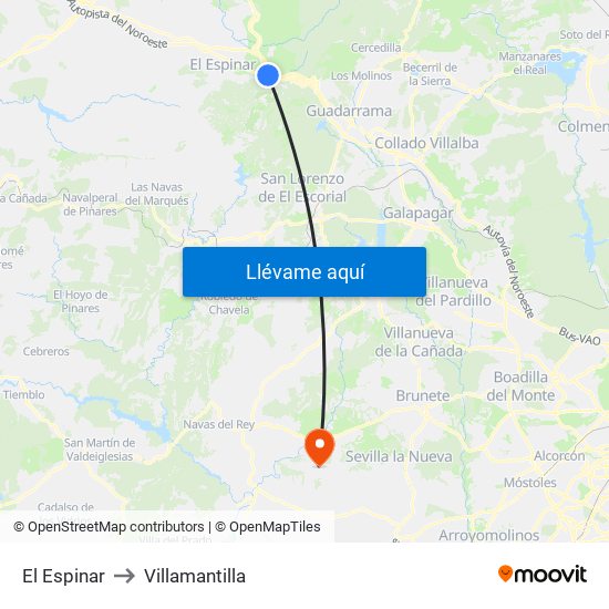 El Espinar to Villamantilla map