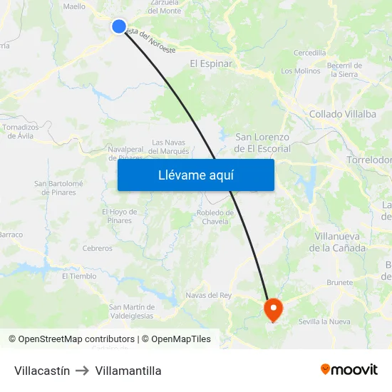 Villacastín to Villamantilla map