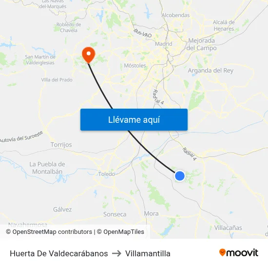 Huerta De Valdecarábanos to Villamantilla map