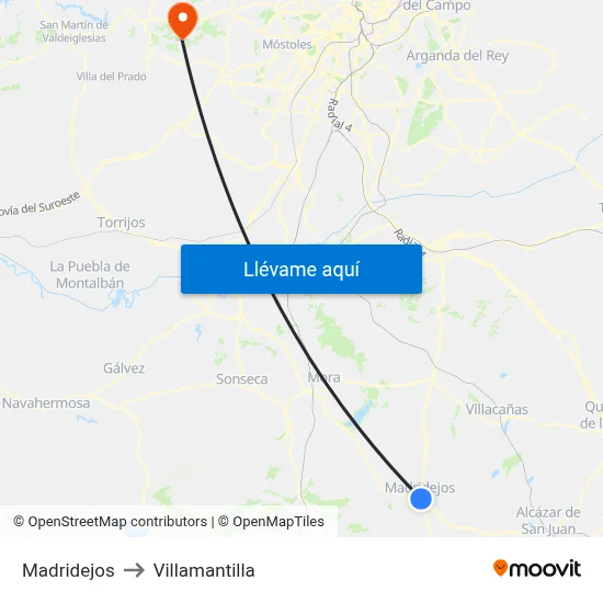 Madridejos to Villamantilla map